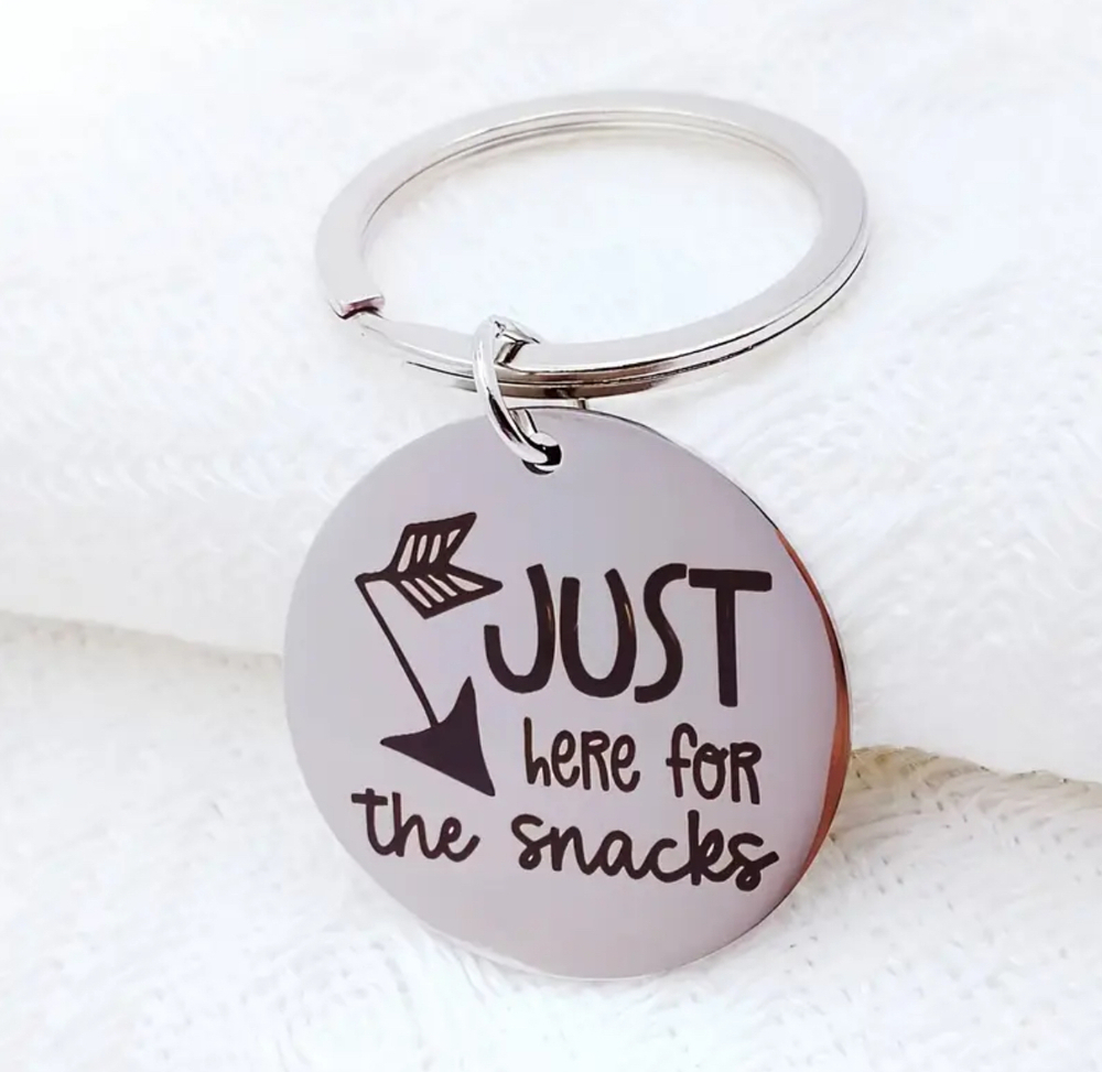 3/$25 Just Here For The Snacks Stainless Steel Keychain NEW